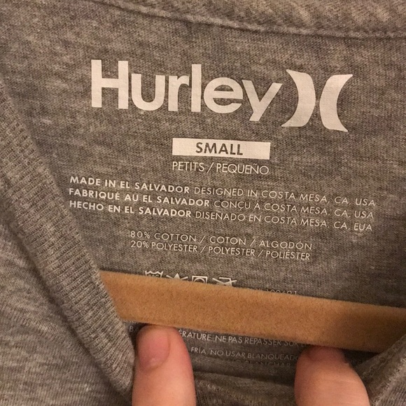 Hurley Logo Graphic Tee - Grey - Size Small - Picture 3 of 4